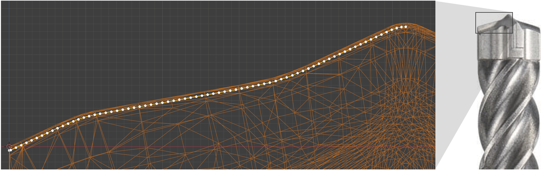 Scatterin residual stress measurement points on Hilti drill bits